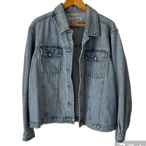 L.A. Blues Vintage Rigid Denim Jacket With Silver Studs